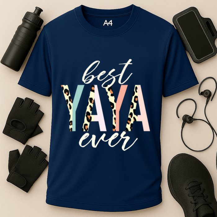 Best Yaya Ever Gifts Leopard Print Mothers Day Cooling Performance Crew T-Shirt