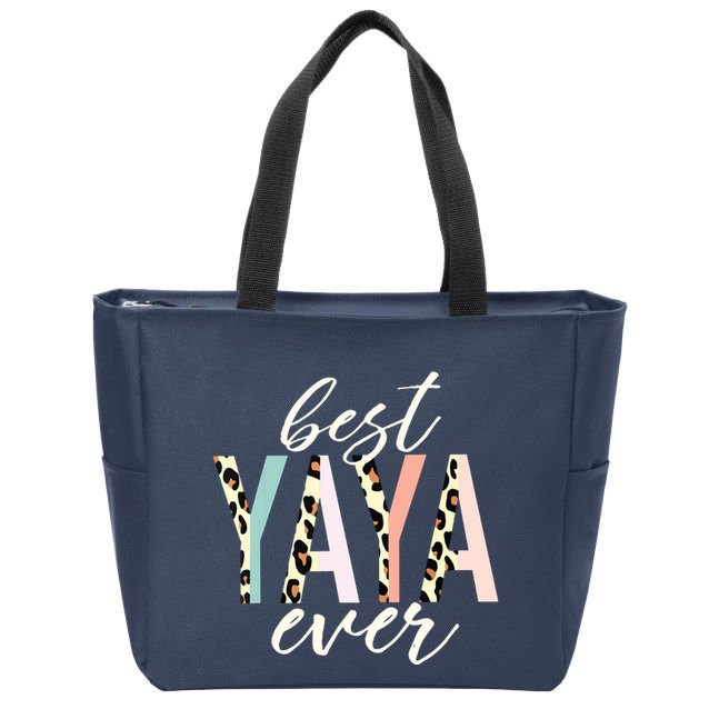 Best Yaya Ever Gifts Leopard Print Mothers Day Zip Tote Bag