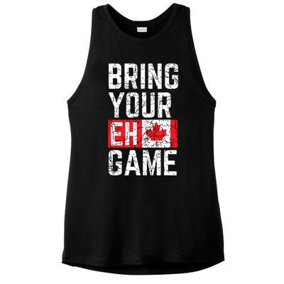 Bring Your Eh Game Canadian Flag Canada Pride Ladies PosiCharge Tri-Blend Wicking Tank