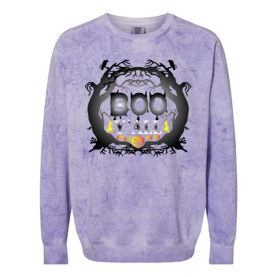 Boo Y'all Funny Halloween Colorblast Crewneck Sweatshirt