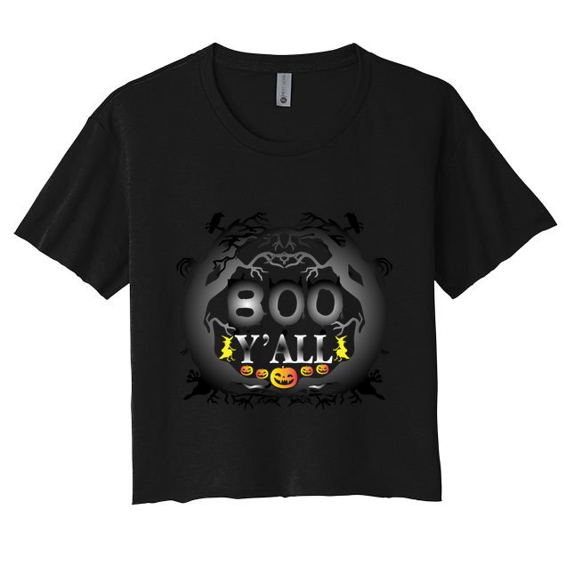 Boo Y'all Funny Halloween Crop Top