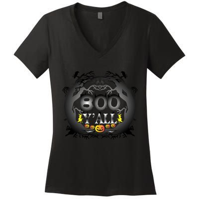 Boo Y'all Funny Halloween Women's V-Neck T-Shirt