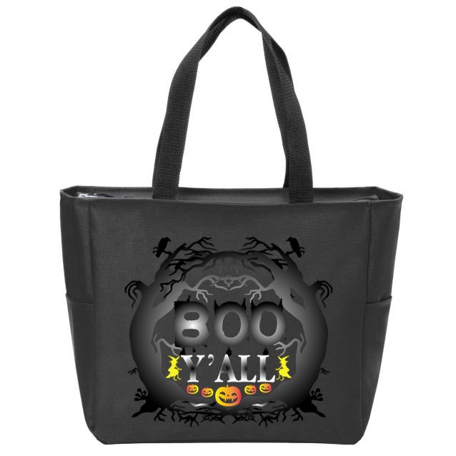 Boo Y'all Funny Halloween Zip Tote Bag