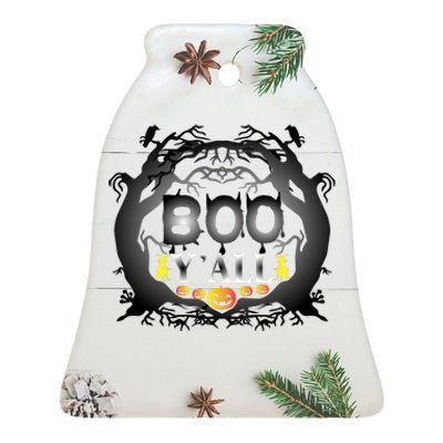 Boo Y'all Funny Halloween Ceramic Bell Ornament