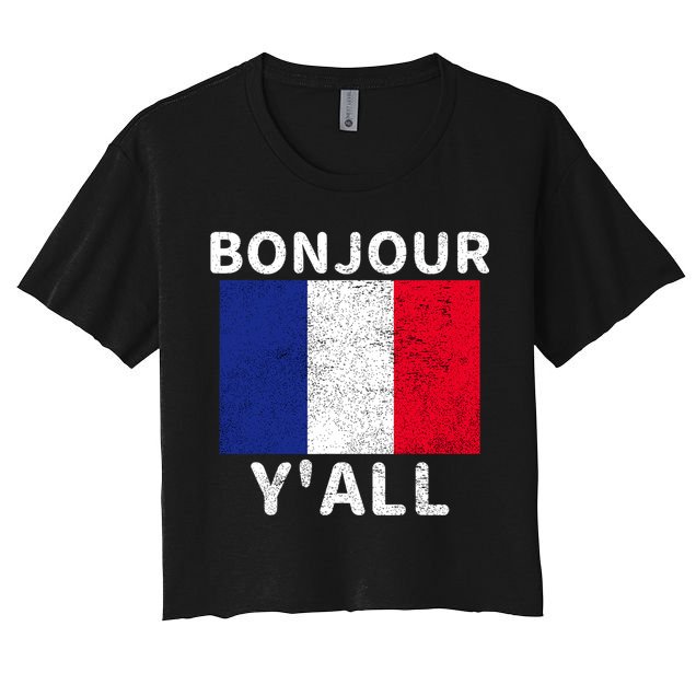 Bonjour Y'all French Flag France Pride  Crop Top