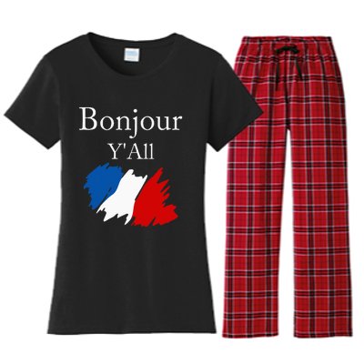 Bonjour YAll Funny French Flag France Lover Women's Flannel Pajama Set