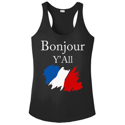 Bonjour YAll Funny French Flag France Lover Ladies PosiCharge Competitor Racerback Tank