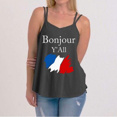 Bonjour YAll Funny French Flag France Lover Women's Strappy Tank