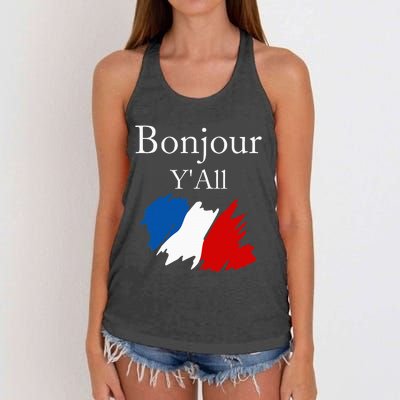 Bonjour YAll Funny French Flag France Lover Women's Knotted Racerback Tank