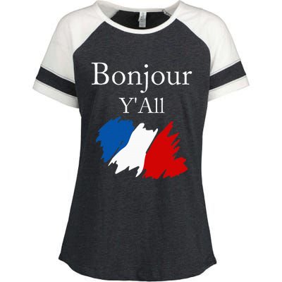 Bonjour YAll Funny French Flag France Lover Enza Ladies Jersey Colorblock Tee