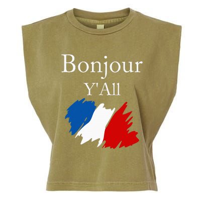 Bonjour YAll Funny French Flag France Lover Garment-Dyed Women's Muscle Tee