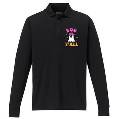 Boo Yall Ghost Halloween Performance Long Sleeve Polo