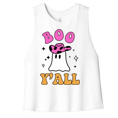 Boo Yall Ghost Halloween Women's Racerback Cropped Tank