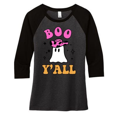 Boo Yall Ghost Halloween Women's Tri-Blend 3/4-Sleeve Raglan Shirt