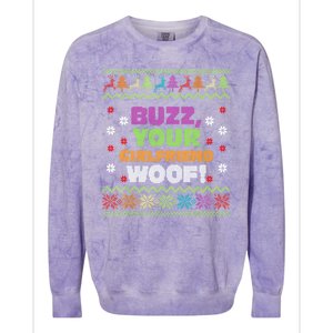 Buzz Your Girlfriend Woof Xmas Colorblast Crewneck Sweatshirt