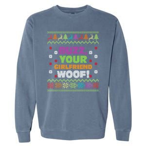 Buzz Your Girlfriend Woof Xmas Garment-Dyed Sweatshirt