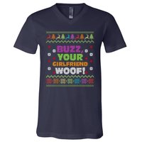 Buzz Your Girlfriend Woof Xmas V-Neck T-Shirt