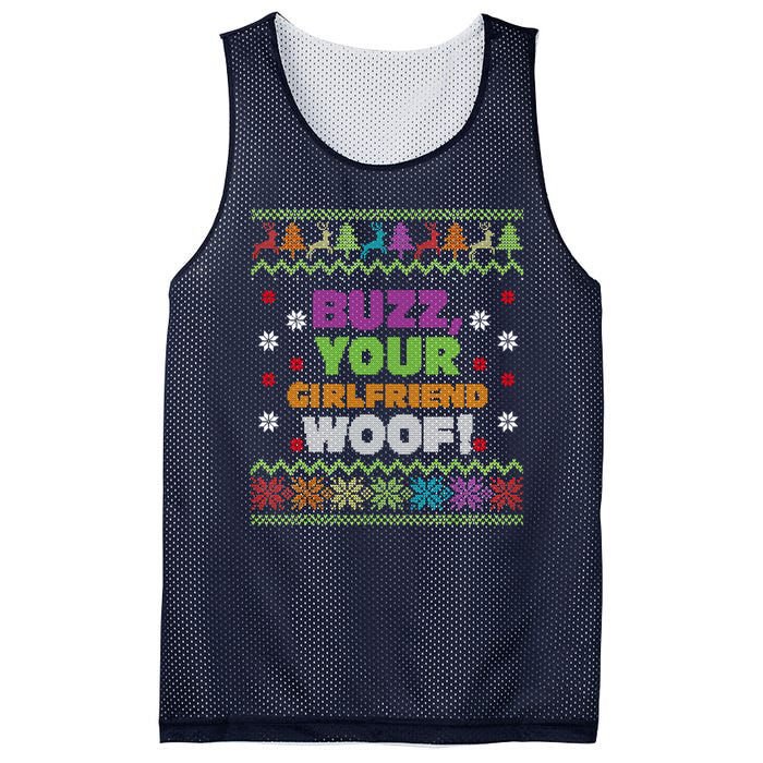 Buzz Your Girlfriend Woof Xmas Mesh Reversible Basketball Jersey Tank