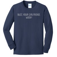 Buzz Your Girlfriend Woof Funny Christmas Sayings Kids Long Sleeve Shirt