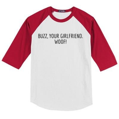 Buzz Your Girlfriend Woof Funny Christmas Sayings Kids Colorblock Raglan Jersey