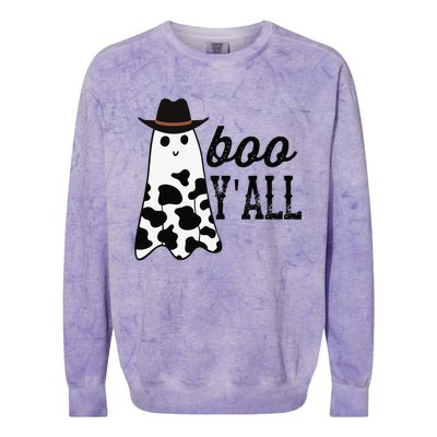 Boo Yall Ghost Scary Western Cowboy Cowgirl Funny Halloween Colorblast Crewneck Sweatshirt