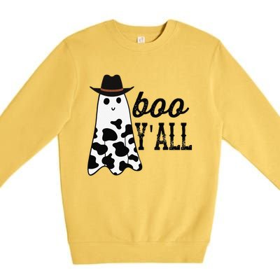 Boo Yall Ghost Scary Western Cowboy Cowgirl Funny Halloween Premium Crewneck Sweatshirt