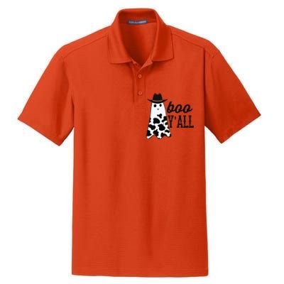 Boo Yall Ghost Scary Western Cowboy Cowgirl Funny Halloween Dry Zone Grid Polo