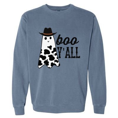 Boo Yall Ghost Scary Western Cowboy Cowgirl Funny Halloween Garment-Dyed Sweatshirt