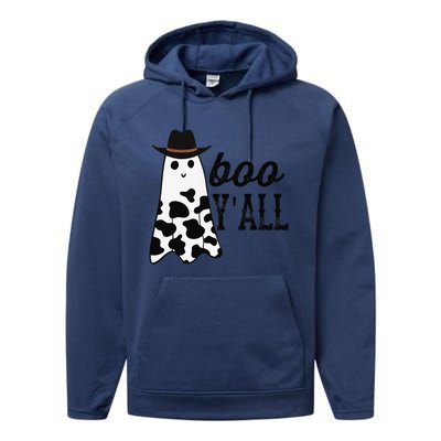 Boo Yall Ghost Scary Western Cowboy Cowgirl Funny Halloween Performance Fleece Hoodie