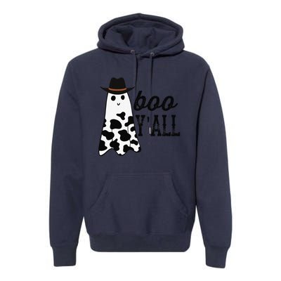 Boo Yall Ghost Scary Western Cowboy Cowgirl Funny Halloween Premium Hoodie