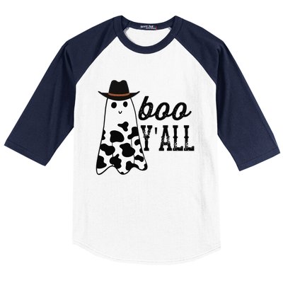 Boo Yall Ghost Scary Western Cowboy Cowgirl Funny Halloween Baseball Sleeve Shirt