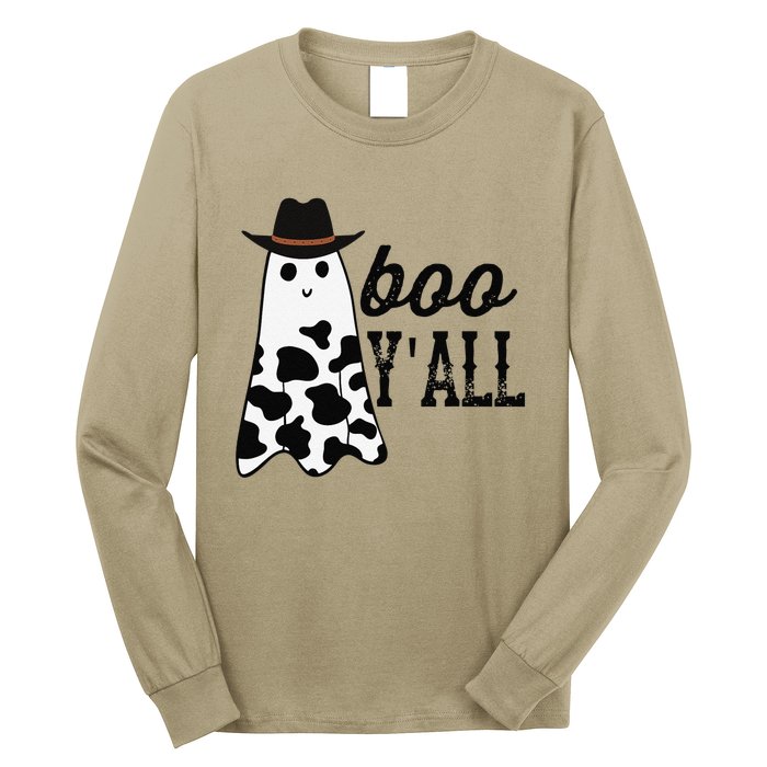 Boo Yall Ghost Scary Western Cowboy Cowgirl Funny Halloween Long Sleeve Shirt