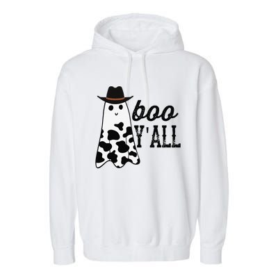 Boo Yall Ghost Scary Western Cowboy Cowgirl Funny Halloween Garment-Dyed Fleece Hoodie