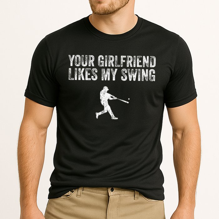 Baseball Your Girlfriend Likes My Swing Cooling Performance Crew T-Shirt