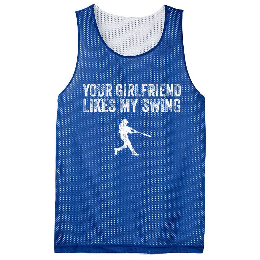 Baseball Your Girlfriend Likes My Swing Mesh Reversible Basketball Jersey Tank