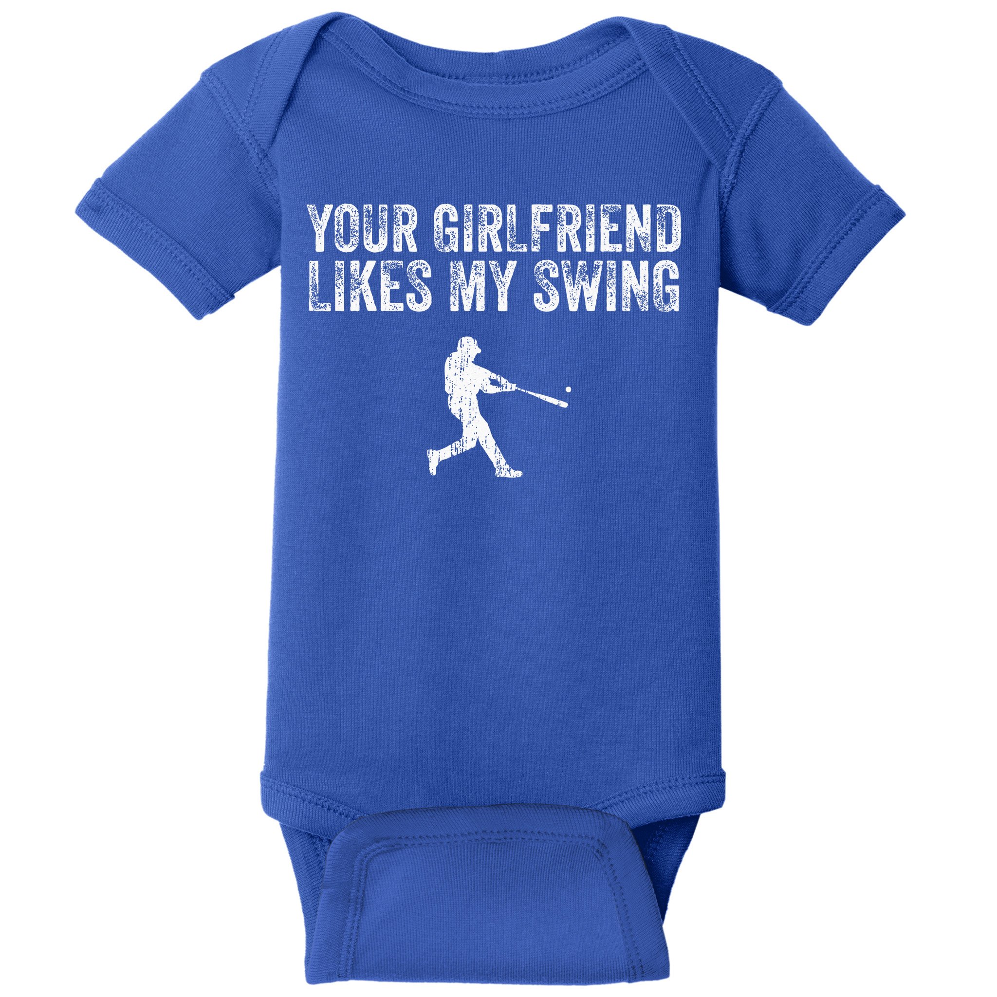 Baseball Your Girlfriend Likes My Swing Baby Bodysuit