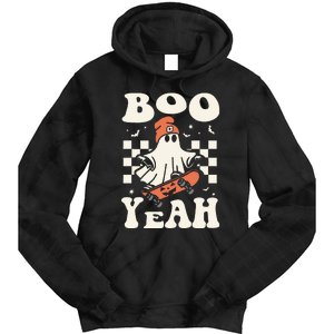 Boo Yeah Halloween Ghost Retro Skateboard Tie Dye Hoodie