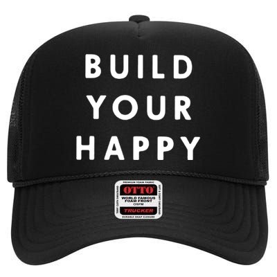 Build Your Happy High Crown Mesh Back Trucker Hat