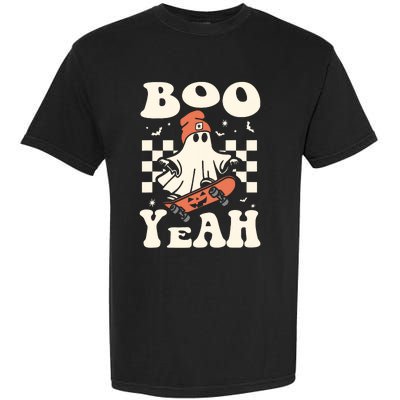 Boo Yeah Halloween Ghost Boy Retro Skateboard Garment-Dyed Heavyweight T-Shirt