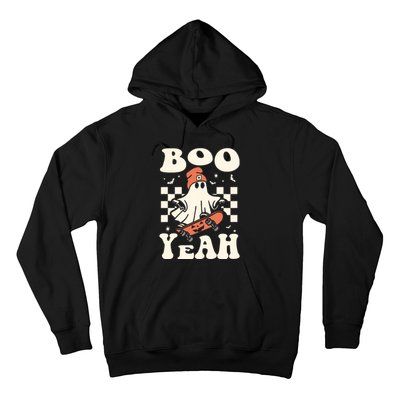 Boo Yeah Halloween Ghost Boy Retro Skateboard Hoodie