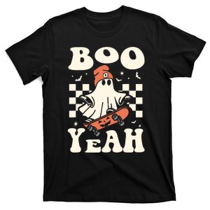 Boo Yeah Halloween Ghost Boy Retro Skateboard T-Shirt