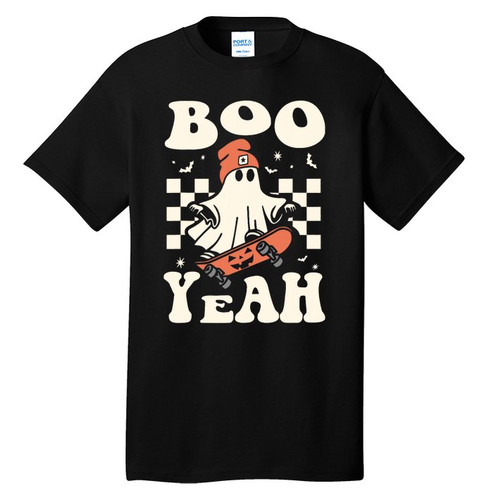 Boo Yeah Halloween Ghost Boy Retro Skateboard Tall T-Shirt