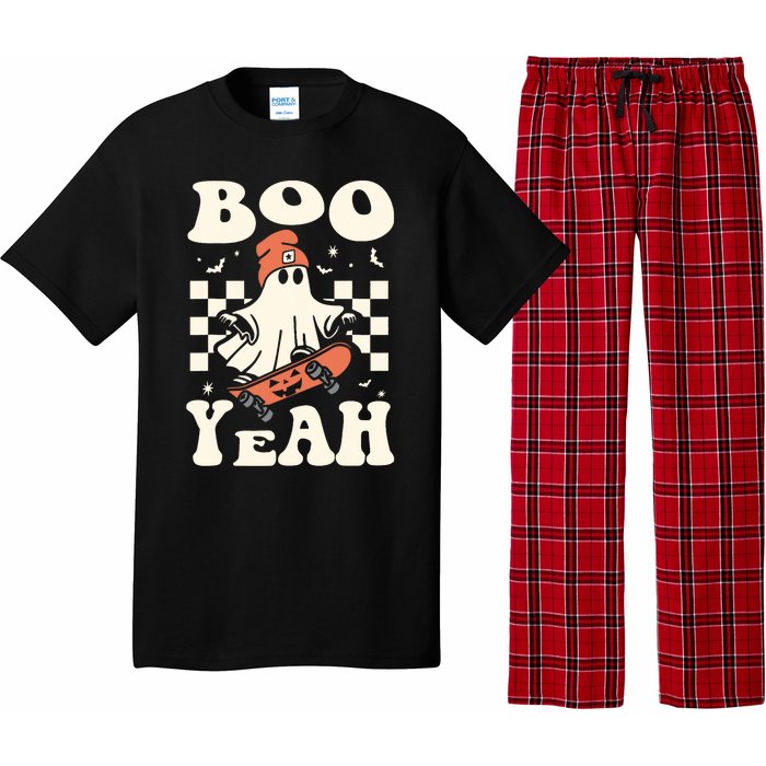 Boo Yeah Halloween Ghost Boy Retro Skateboard Pajama Set