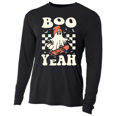 Boo Yeah Halloween Ghost Boy Retro Skateboard Cooling Performance Long Sleeve Crew