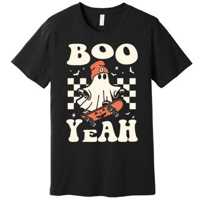 Boo Yeah Halloween Ghost Boy Retro Skateboard Premium T-Shirt