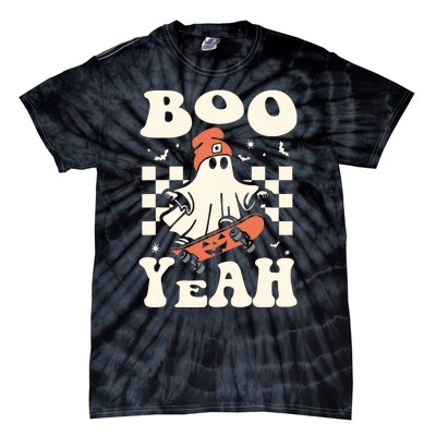 Boo Yeah Halloween Ghost Boy Retro Skateboard Tie-Dye T-Shirt