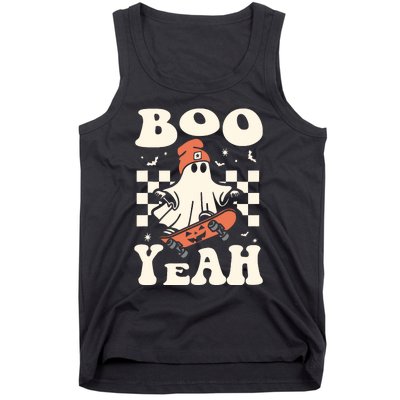 Boo Yeah Halloween Ghost Boy Retro Skateboard Tank Top