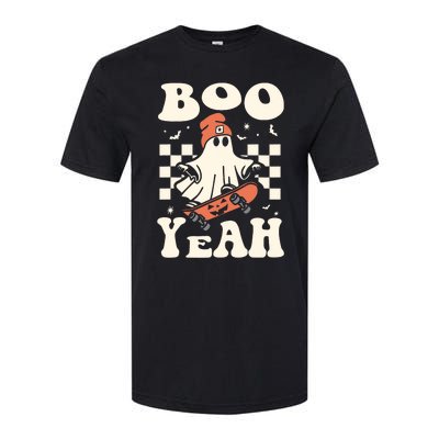 Boo Yeah Halloween Ghost Boy Retro Skateboard Softstyle CVC T-Shirt