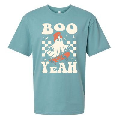 Boo Yeah Halloween Ghost Boy Retro Skateboard Sueded Cloud Jersey T-Shirt