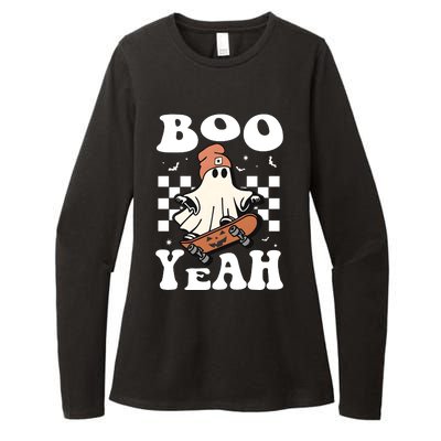 Boo Yeah Halloween Ghost Skateboard Womens CVC Long Sleeve Shirt